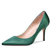 2019 High Heel Women's Pumps Green Silk x19-c156 Ladies Wedding Bride Shoes Heels for women